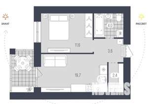 1-к квартира, вторичка, 41м2, 6/9 этаж