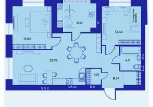 3-к квартира, сданный дом, 79м2, 6/9 этаж
