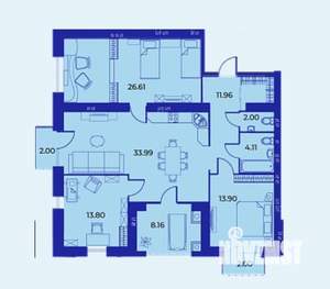 3-к квартира, вторичка, 116м2, 8/9 этаж