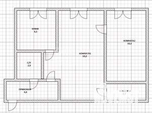 2-к квартира, вторичка, 45м2, 1/3 этаж