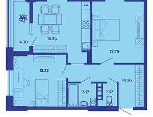 2-к квартира, вторичка, 60м2, 19/19 этаж