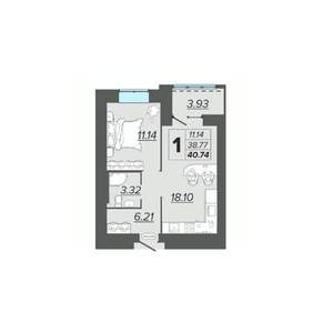 1-к квартира, вторичка, 41м2, 2/15 этаж