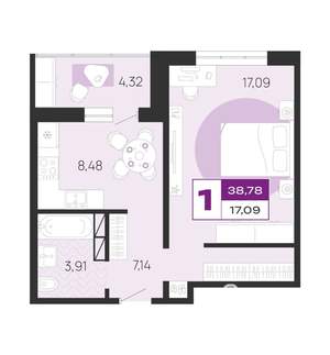 1-к квартира, вторичка, 39м2, 5/10 этаж