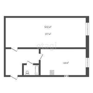 1-к квартира, вторичка, 32м2, 1/5 этаж