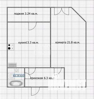 1-к квартира, вторичка, 48м2, 10/16 этаж