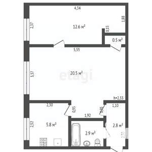 2-к квартира, вторичка, 45м2, 1/4 этаж