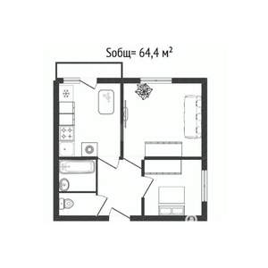 2-к квартира, вторичка, 64м2, 3/14 этаж