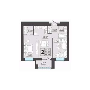 2-к квартира, вторичка, 55м2, 8/9 этаж