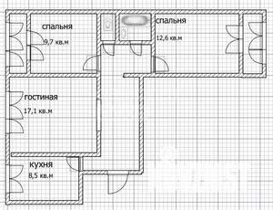 3-к квартира, вторичка, 62м2, 8/9 этаж