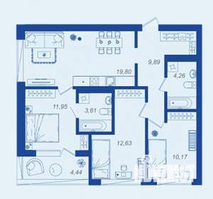 3-к квартира, вторичка, 75м2, 9/17 этаж