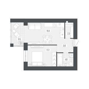 1-к квартира, вторичка, 42м2, 3/9 этаж