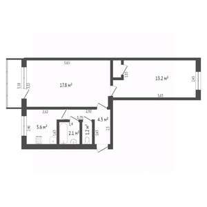 2-к квартира, вторичка, 45м2, 4/5 этаж