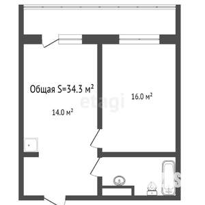 1-к квартира, вторичка, 40м2, 5/16 этаж
