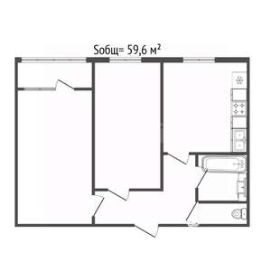 2-к квартира, вторичка, 60м2, 4/9 этаж