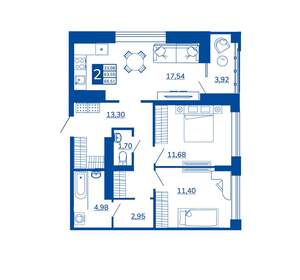 2-к квартира, вторичка, 65м2, 15/17 этаж
