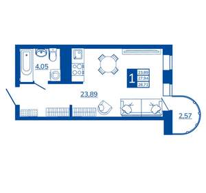 1-к квартира, вторичка, 28м2, 5/17 этаж