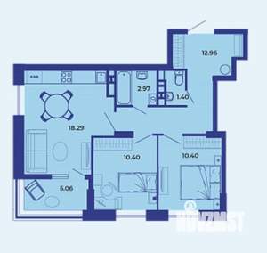 2-к квартира, вторичка, 61м2, 10/19 этаж