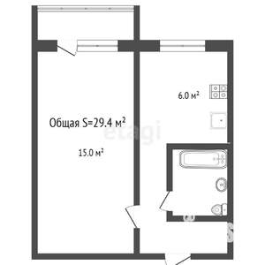 1-к квартира, вторичка, 29м2, 5/5 этаж