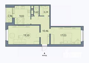 2-к квартира, вторичка, 63м2, 14/16 этаж