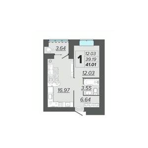 1-к квартира, вторичка, 41м2, 8/15 этаж