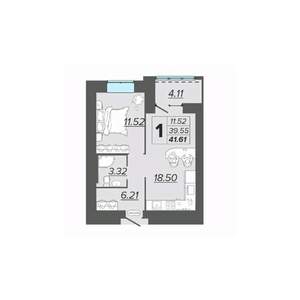 1-к квартира, вторичка, 42м2, 6/15 этаж