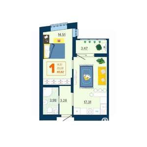1-к квартира, вторичка, 41м2, 7/16 этаж