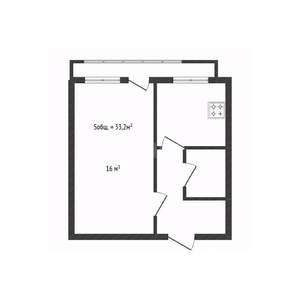 1-к квартира, вторичка, 33м2, 1/5 этаж