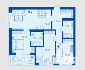 3-к квартира, вторичка, 75м2, 3/17 этаж