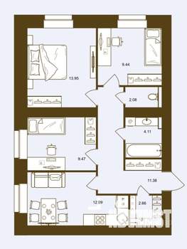 3-к квартира, вторичка, 65м2, 8/16 этаж