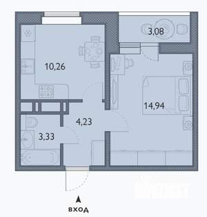 1-к квартира, сданный дом, 34м2, 16/16 этаж