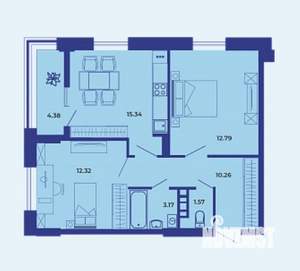 2-к квартира, вторичка, 60м2, 15/19 этаж