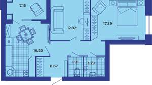 2-к квартира, вторичка, 71м2, 9/9 этаж