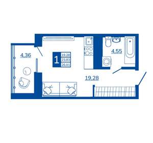 1-к квартира, вторичка, 26м2, 10/17 этаж