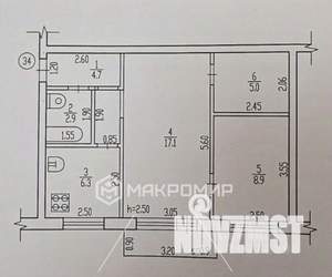3-к квартира, вторичка, 45м2, 4/5 этаж