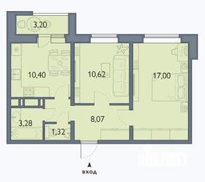 2-к квартира, сданный дом, 51м2, 10/16 этаж