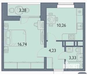 1-к квартира, вторичка, 36м2, 6/16 этаж