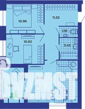 2-к квартира, строящийся дом, 67м2, 9/9 этаж
