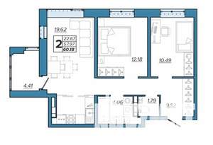 2-к квартира, вторичка, 60м2, 10/16 этаж