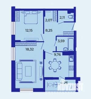 2-к квартира, вторичка, 60м2, 14/15 этаж