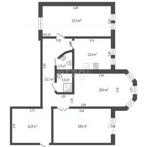 3-к квартира, вторичка, 104м2, 5/5 этаж