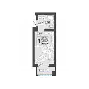 1-к квартира, вторичка, 30м2, 5/9 этаж