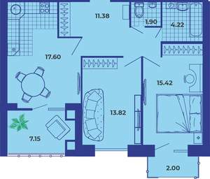 2-к квартира, вторичка, 72м2, 6/9 этаж