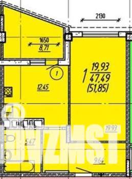 1-к квартира, вторичка, 51м2, 8/16 этаж