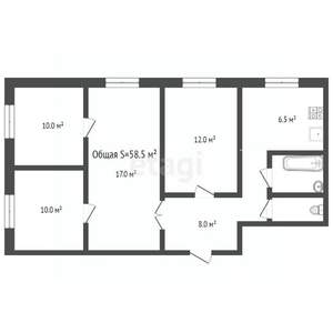 4-к квартира, вторичка, 59м2, 2/5 этаж