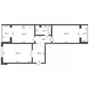 2-к квартира, вторичка, 57м2, 6/6 этаж