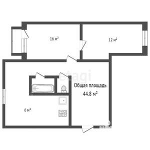 2-к квартира, вторичка, 45м2, 2/5 этаж