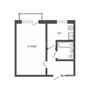 1-к квартира, вторичка, 30м2, 4/5 этаж