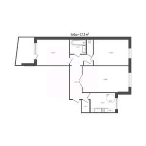 3-к квартира, вторичка, 62м2, 3/10 этаж