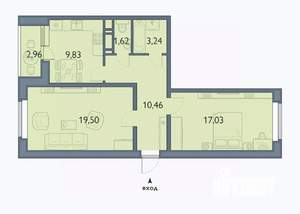 2-к квартира, вторичка, 63м2, 15/16 этаж