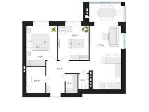 2-к квартира, вторичка, 62м2, 1/4 этаж